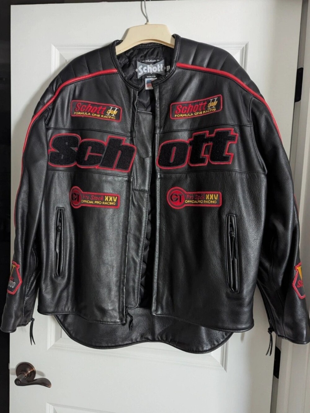 Schott NYC Formula One Racing Leather Jacket, Men's 2XL